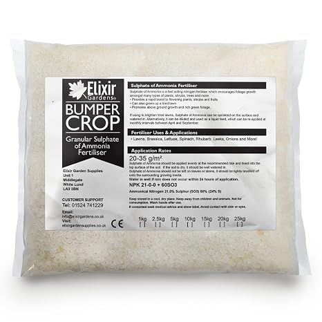 Elixir Gardens Ammonium Sulphate Fertiliser NPK 21-0-0 5kg Bag