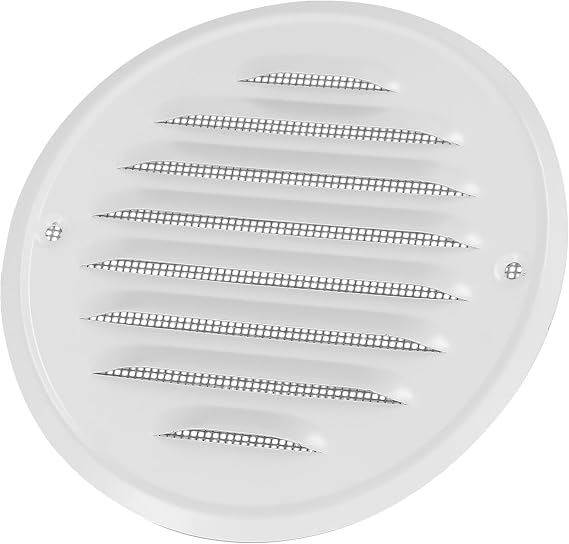 KOTARBAU® Ventilation Grille 130 mm Zinc Sheet Round Exhaust Air Grille White Screws Insect Screen Ventilation Grille Ventilation Grille Lamellar Grille