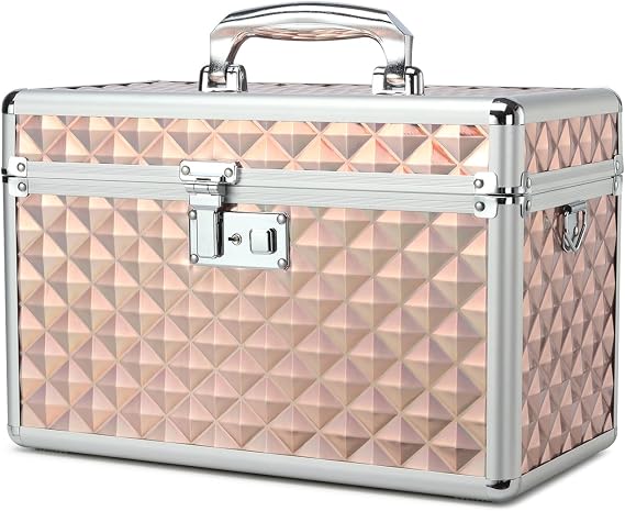 Medication LockBox with Key, Lockable Medicine Storage Box, Security Lock Box, Medical Organizer, Multipurpose LockBox for Home and Outdoor (Champagne, Large)