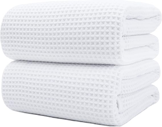 Polyte - Microfiber Bath Towel - Lint Free & Quick Drying - Waffle
