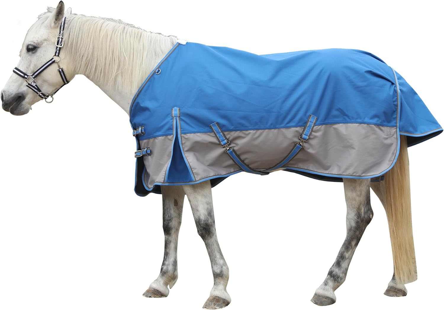 Leberna 1200D Waterproof Turnout Rug for Horses – Lightweight Ripstop Breathable Turnout Horse Rugs with Standard Neck, No Fill (Blue Grey, 6'0'')
