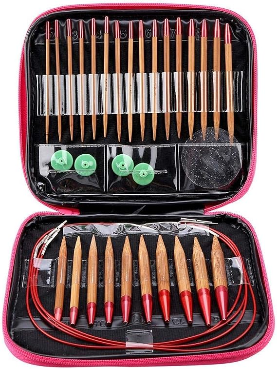 13 Pairs Interchangeable Bamboo Knitting Needle Set 2.75 mm - 10.0 mm Aluminium Circular Knitting Needles Ring Set