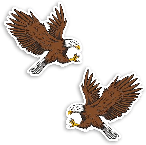 2 x 10cm Bald Eagle Vinyl Stickers - Bird Pray USA Sticker #70630