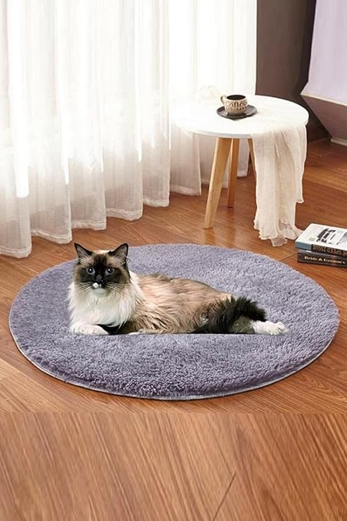 Bundera Ares Gri Peluş Kedi Minderi Evcil Hayvan Yatağı Yuvası Matı Kulübesi