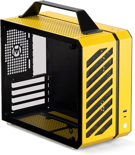 Mechanic Master cool cube series c26 mini m-atx case/alumina/steel/temered glass small form factor computer case Vitality Yellow