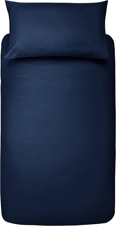 Amazon Basics Single Duvet Cover Set with Pillowcase, 85 gsm Microfibre, Navy Blue