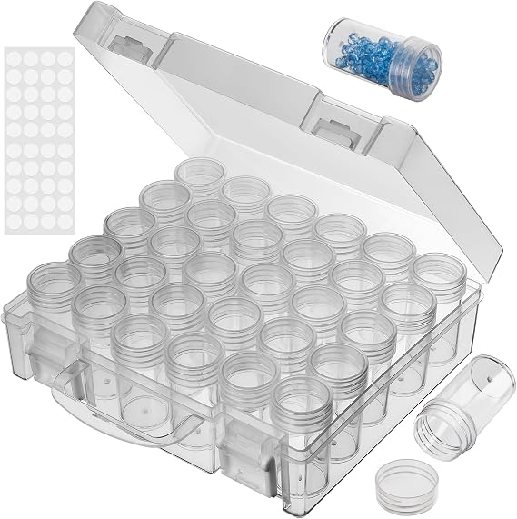 30 Grids Diamond Painting Storage Boxes, Clear Plastic Bead Storage Organizer Box, Diamond Art Accessories Storage Container for Beads Diamonds And Small Items (1 Pack)