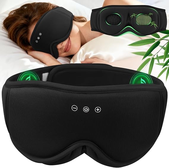 MUSICOZY Sleep Mask Headphones Bluetooth 3D Bamboo Cotton Sleep Headphone