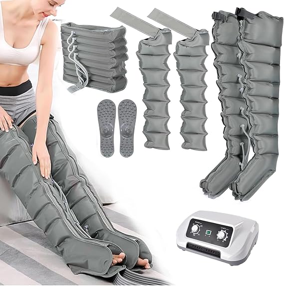 Air Compression Leg Massager Machine - 8-Cavity Pressotherapy Boots for Relaxing Foot, Ankle, Calf, Waist, and Arm Massage