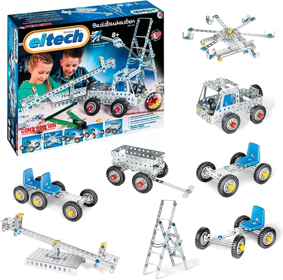 eitech Basic Construction Kit - Metal Construction Kit 00006 8-in-1 Set with 270 Pieces