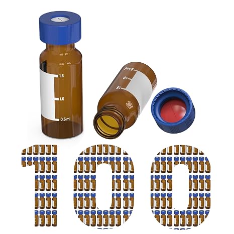 2mL Amber Autosampler Vials, HPLC & GC Sample Vials, Pack of 100