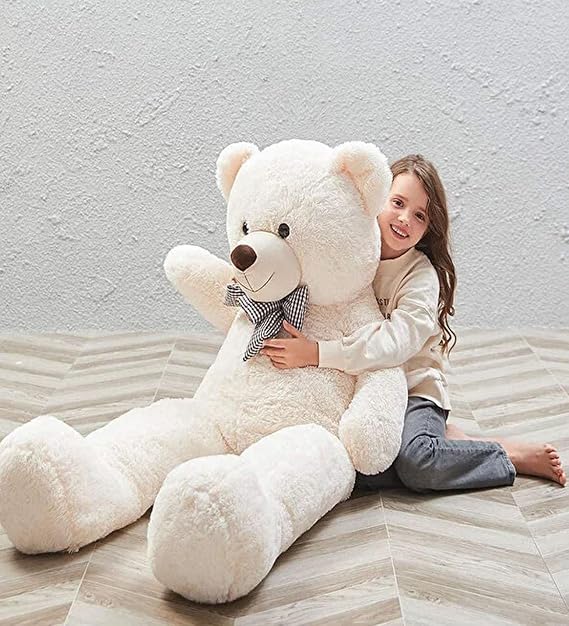 Papyonlu 180 cm Dev Boy Peluş Ayı, Beyaz, 3+ Yaş