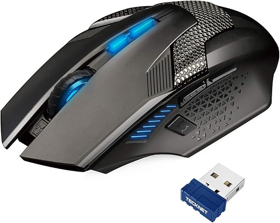 TECKNET Wireless Gaming Mouse, 2.4G Optical USB Computer Mice,Black