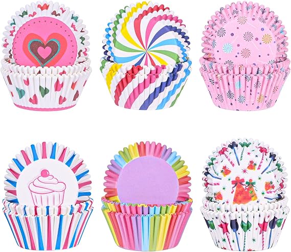 300 Pieces Paper Muffin Cups, Colorful Cupcake Wrappers for Baking, Dessert, Party, Birthday and Wedding (300)