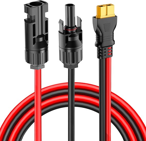 XT60 Uzatma Kablosuna Güneş Paneli Konnektörü, (10AWG 3.3Ft) XT60 Konektörü Güneş Paneli Şarj Kablosu, Panel Solar XT60 Adaptör RV Taşınabilir Güç İstasyonu Güneş Jeneratörü için Şarj Kablosu