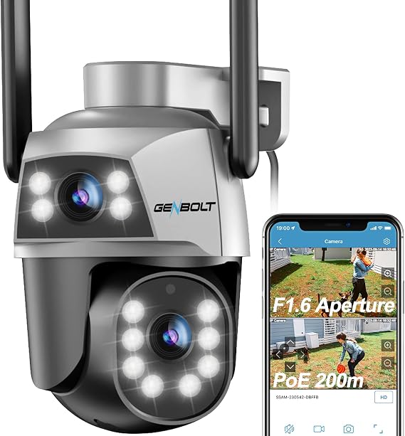 GENBOLT Dual Lens Wi-Fi Security Camera Outdoor, PoE CCTV IP Camera