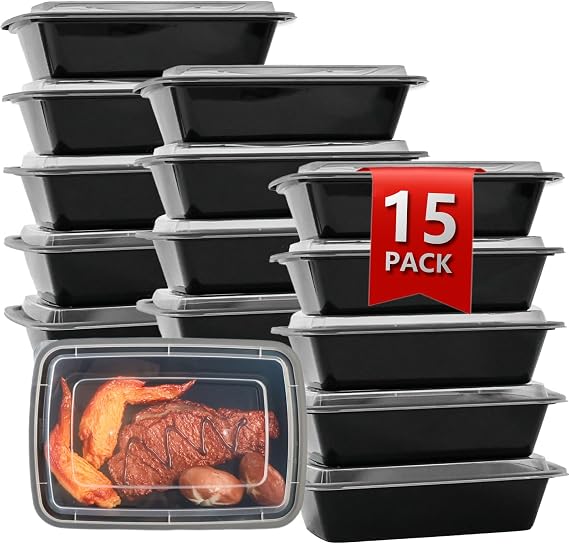 Meal Prep Containers, Food Containers with Lids, 32 oz, 15 Pack
