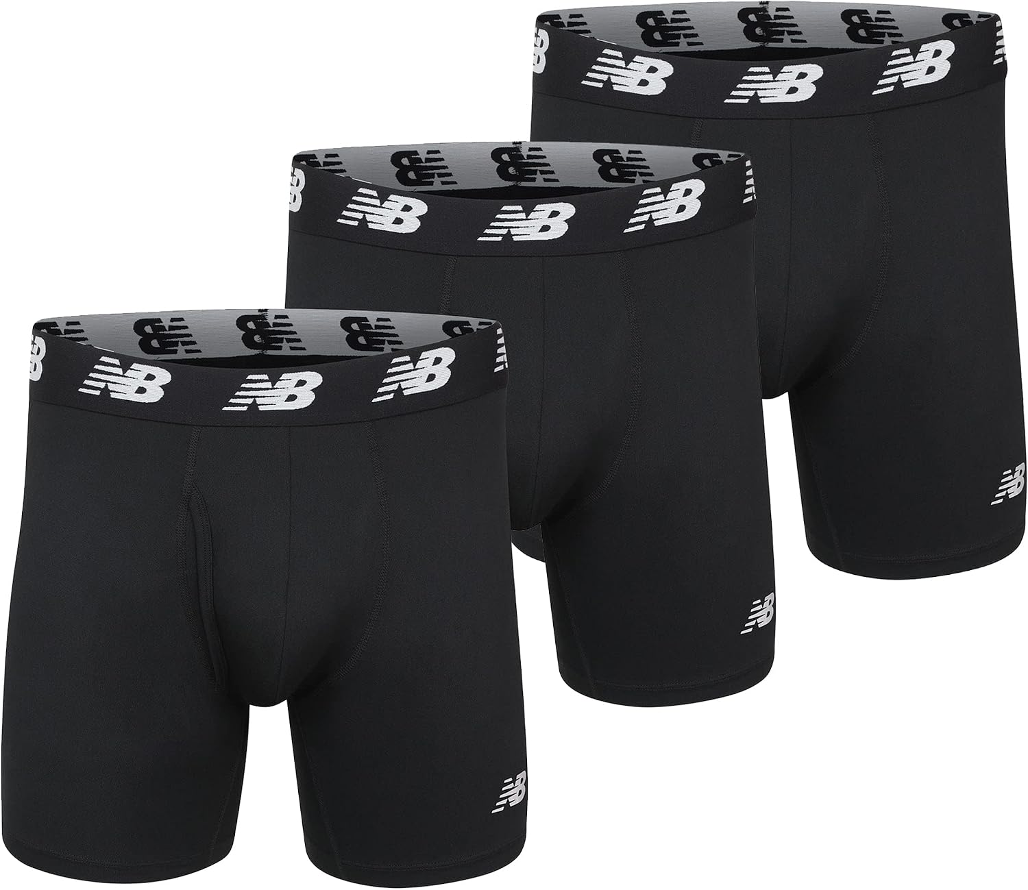 New Balance Men's 6" Boxer Brief Fly Front with Pouch, 3-Pack