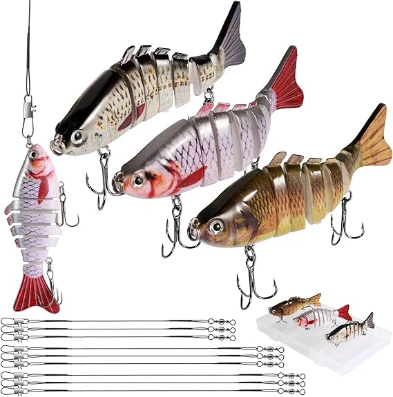 3 Pcs Pike Lures, Multi Jointed Slow Sinking Fishing Lures