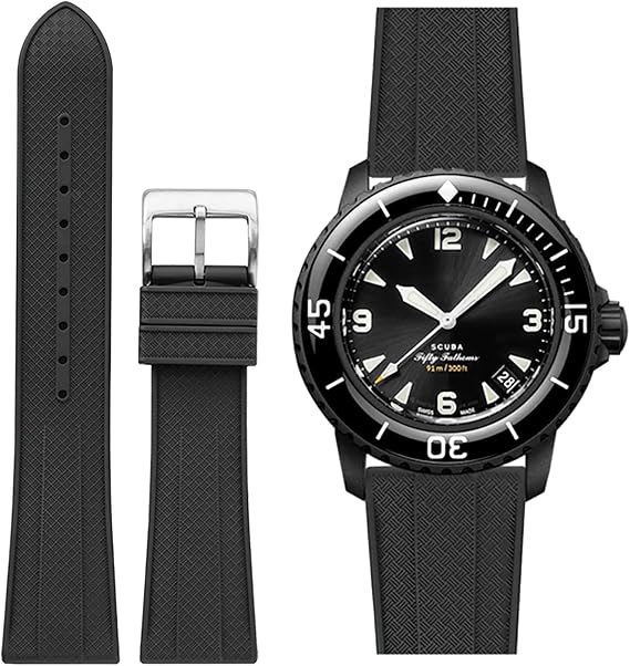 Stanchev Strap for Blancpain Swatch,Universal 22mm Strap Soft FKM Waterproof Replacement Band for Blancpain x Swatch Fifty Fathoms Men Women Band with Install & Remove Tool Kit
