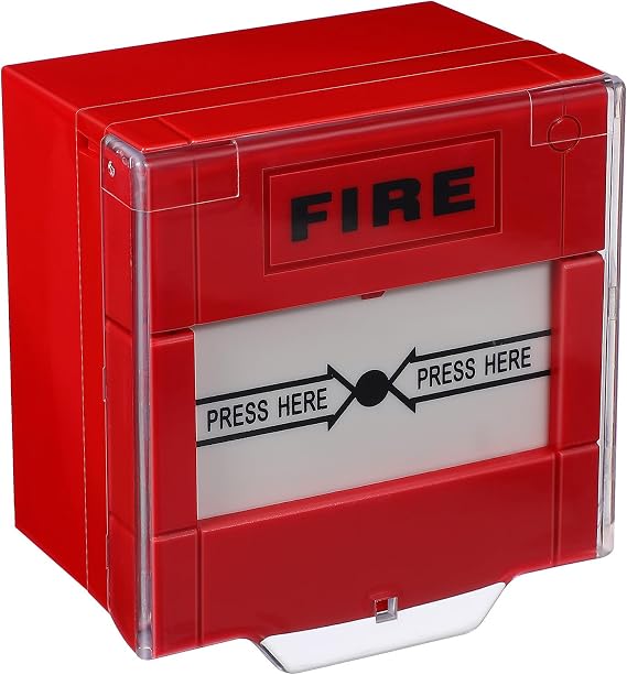 Reusable Manual Fire Alarm Button Emergency Call Point, Red Plastic