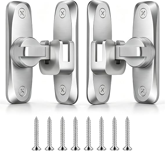 2 Pack Sliding Door Locks, 90/180 Silver Door Latch for Bathroom,Bedroom