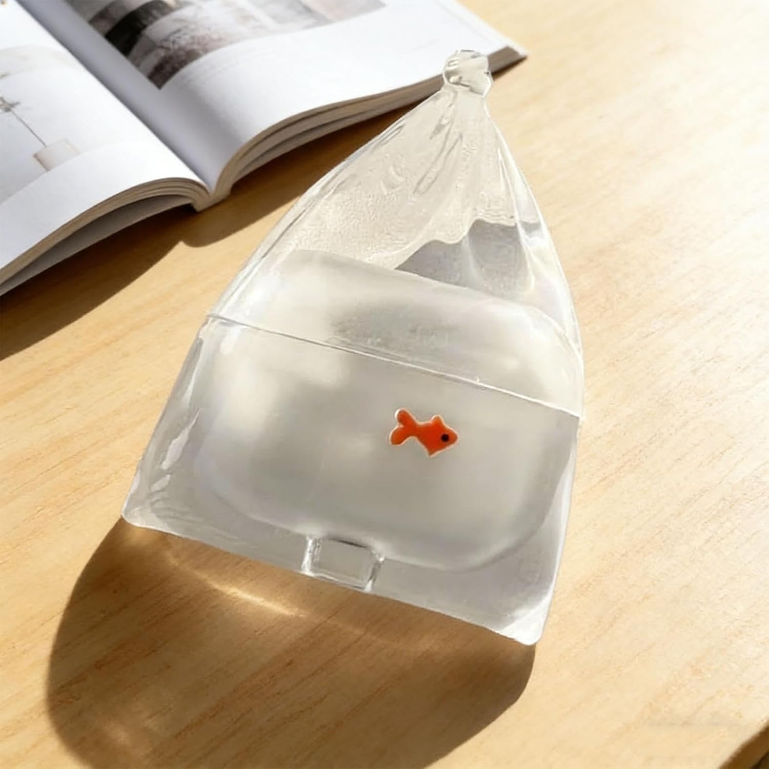 Liquid Silicone Koi Fish Cover, Fish Bag 𝐀𝐢𝐫𝐏𝐨𝐝 Case, 3D Funny Goldfish Silicone Case for 𝐀𝐢𝐫𝐏𝐨𝐝𝐬 1/2/3/4/𝐏𝐫𝐨 2, Cute Cartoon Shockproof Anti Drop Earphone Case (For AirPods 4)
