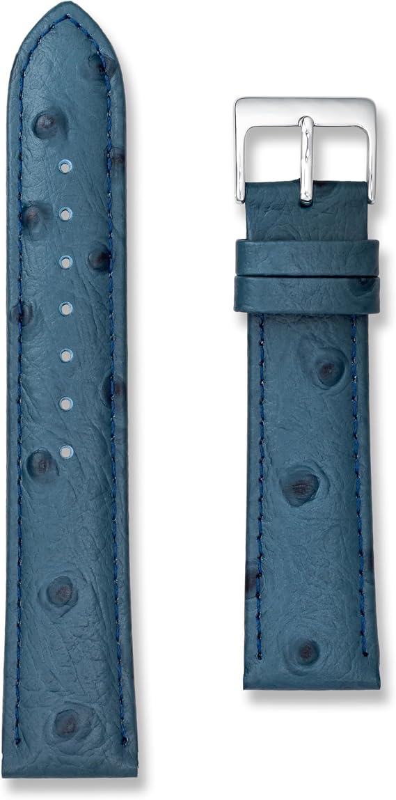 Ostrich Pattern Calf Leather Watch Strap | 18mm 20mm | Black Blue Red Tan