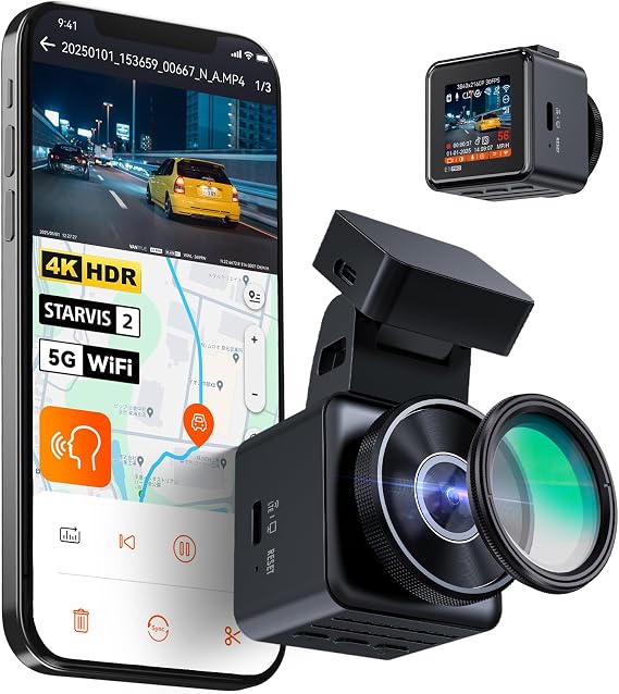 VANTRUE Drive Recorder 4K UHD 8 mp STARVIS 2 IMX678 Small Dash Cam with WiFi HDR/GPS Ultra Night Vision Enhanced License Plate Recognition 24-Hour Parking Surveillance 158° Wide Angle Voice Control