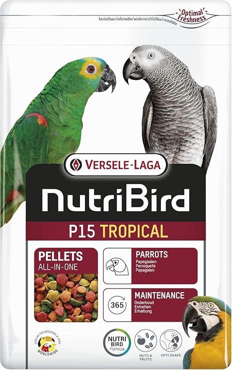 VERSELE-LAGA - NutriBird P15 Tropical - Extruded Granules - Parrot Maintenance Feed - Multicolour (3 kg)