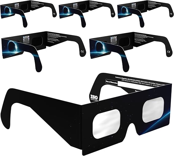 Solar Eclipse Glasses ISO 12312-2 & CE Certified – Safe Solar Viewing for Direct Sun & August 2026 Eclipse | Paper Cardboard Frame, Made in EU | For Kids & Adults