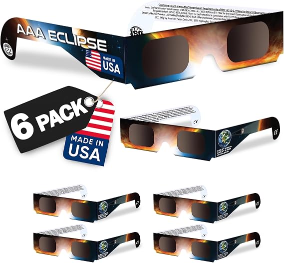6/12/25/50 Pack Solar Eclipse Glasses, AAS Approved ISO 12312-2