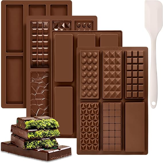 4PCS Deep Chocolate Bar Moulds, Chocolate Mould Silicone Candy Mold