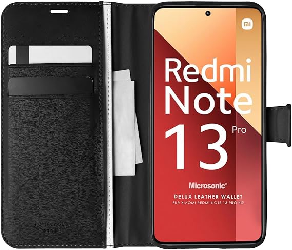 Microsonic Xiaomi Poco M6 Pro 4G İle Uyumlu Kılıf Delux Leather Wallet Siyah [Poco M6 Pro 4G ile Uyumlu Kılıf - Siyah]