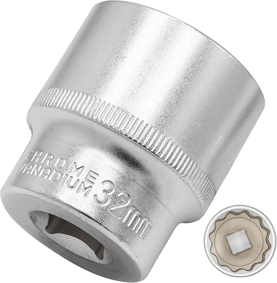DAKCOS 32mm Spline Socket 1/2" Drive Multi-Tooth 12 Ponit Socket Spanner