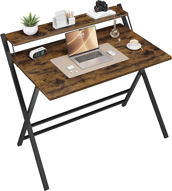 Yaheetech Foldable Desk with Monitor Stand 80 cm