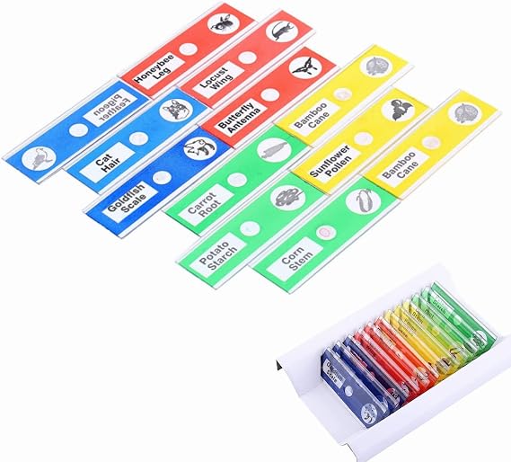 Sample Slides for Kids, Microscope Experimentation Kit, Microscope Slides, Prepared Slides, Kids Microscope Ready, 4 Colors