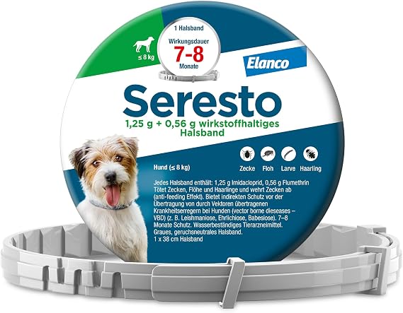 Seresto Zeckenhalsband für kleine Hunde bis 8kg bis zu 8 Monate Schutz