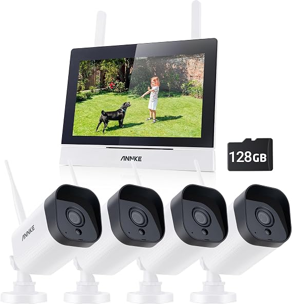 ANNKE 2K Wireless Security Camera System with 7'' Monitor, 5MP 4CH NVR