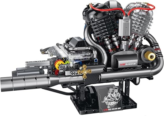 muuchuu Technik V2 Engine Building Toy with Light Sound Smoke Motor Set