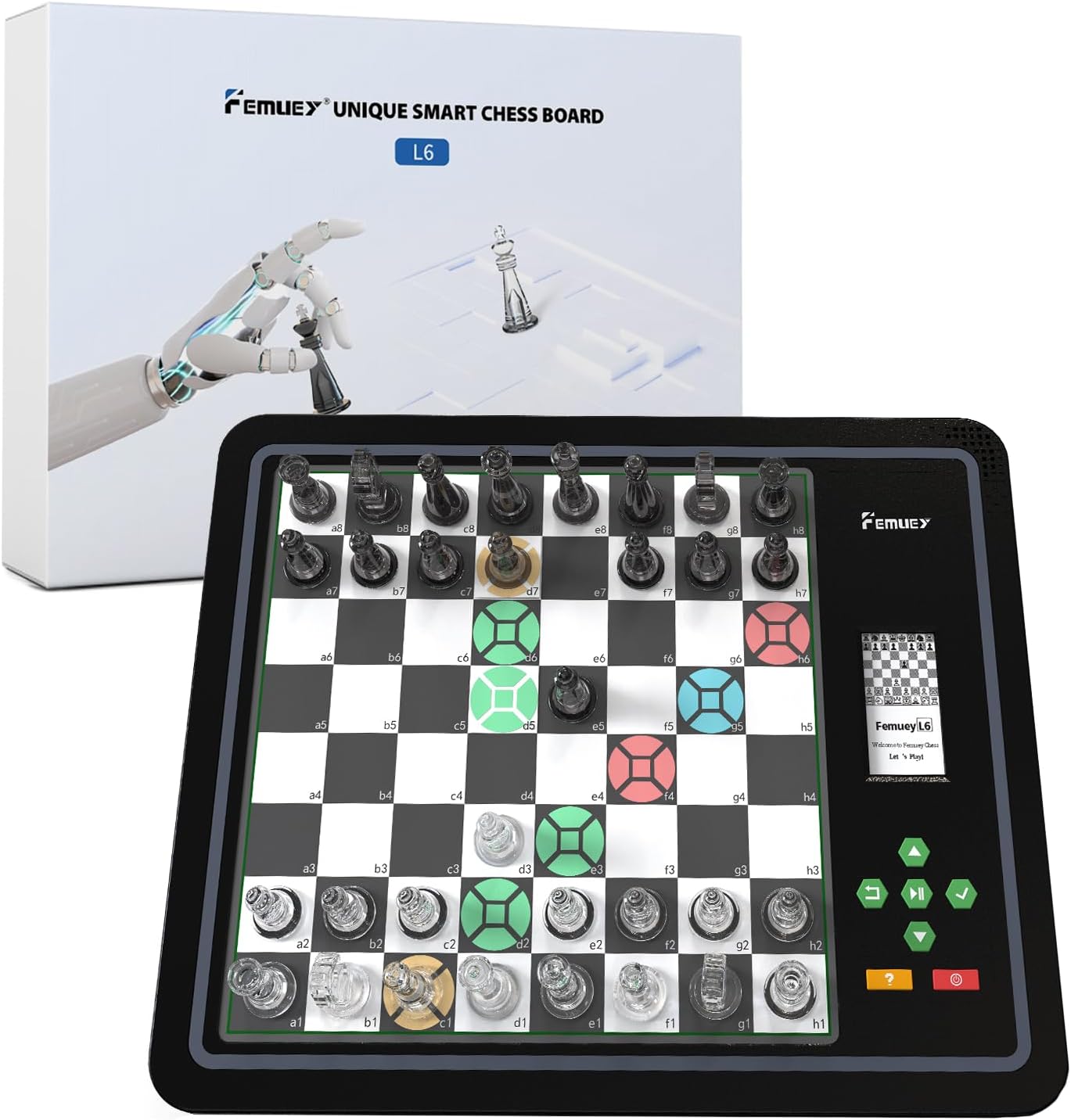 Electronic Chess Set,L6 Computer Chess Board Game Magnetic Talking Smart for Beginners Electronic Board with LED Light for Kids & Adults