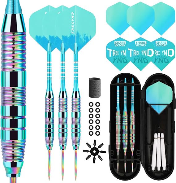 Darts メタルチップセット3アルミシャフトメタルダーツセットプロフェッショナルダーツスチールチップセット+エクストラダーツフライト3交換プラスチックシャフト初心者またはプロフェッショナルダーツ22g