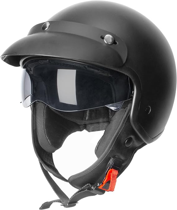 Zorax ZOR-605 Open Face Helmet with Sun Visor - Matt Black XL (61cm)