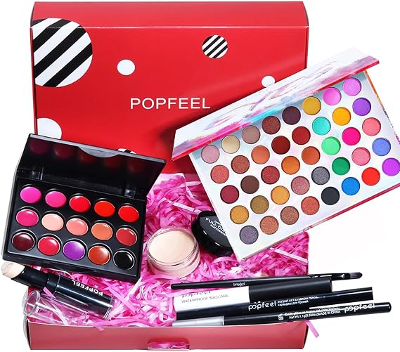 All in One Makeup Kit for Women Full Kit, Make-up Sets Essential Bundle Includes Eyeshadow Palette, Lip Gloss, Concealer, Mascara, Eyeliner, Travel Makeup Kit Makeup Gift Set for Women Girls