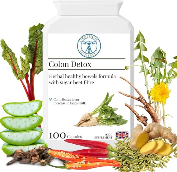 Colon Detox - Bowel Cleanse Formula - Liver & Digestion Colonic Hydrotherapy Support - Aloe Vera, Fennel Seed, Burdock, Ginger, Liquorice - Vegan, 100 Capsules