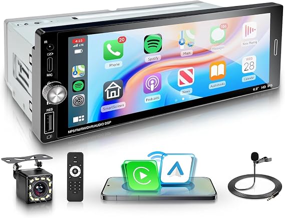 Rimoody Single Din Wireless CarPlay Car Stereo Android Auto