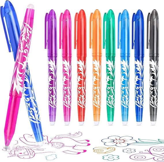 KERIFI Erasable Gel Pens 0.5mm, Heat Erasable Fine Point Ballpoint Pens, Make Mistakes Disappear, Gel Ink Pens with Eraser for Drawing Writing Planner Journaling (8 Assorted Colors)