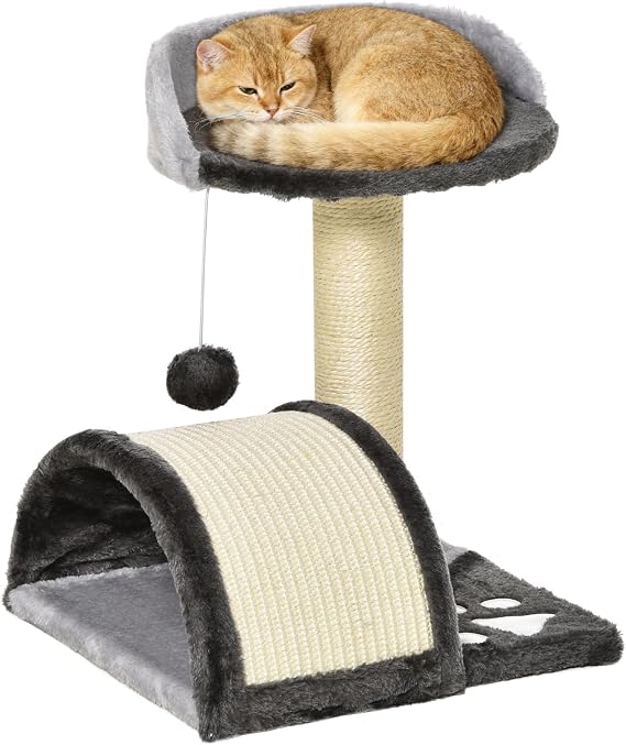 PawHut Small Cat Scratching Tree 2 Levels 14 x 37 x 46 cm Dark Grey