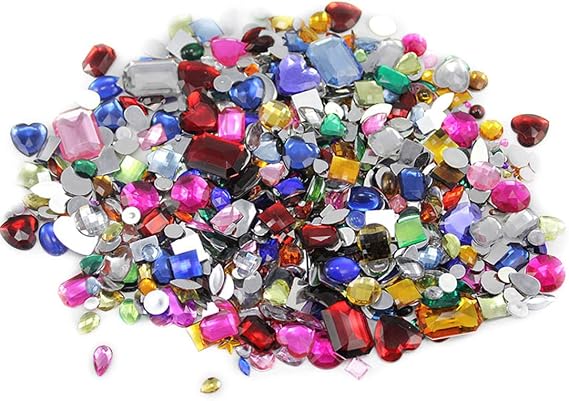Allstarco Assorted Colors Bulk Acrylic Flat Back Crafting Gems, 3.2 oz