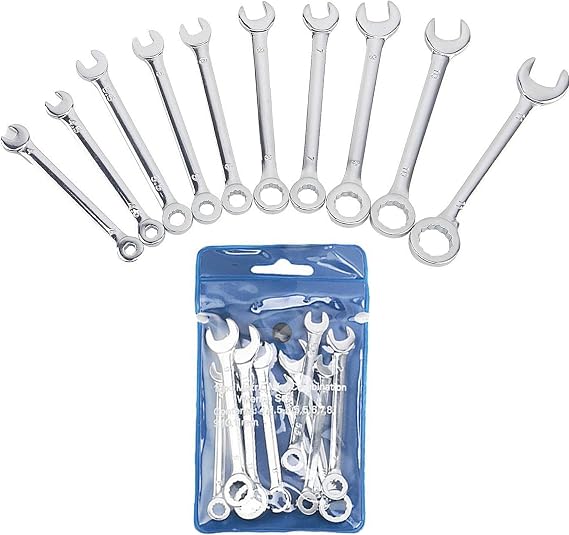 10PCS 4-11mm Mini Wrench Sets, Metric Combination Wrenches Open End & Box End Wrench with Portable Pouch, Dual-use Mini Ignition Spanner Repair Tool for Automotive Bike Industry Machine Home Appliance